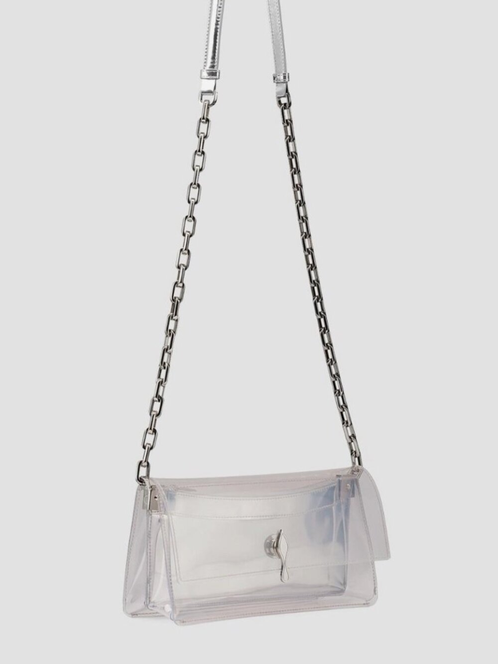 Christian Louboutin Bettina Clear PVC Crossbody Bag Silver Chain New $1790